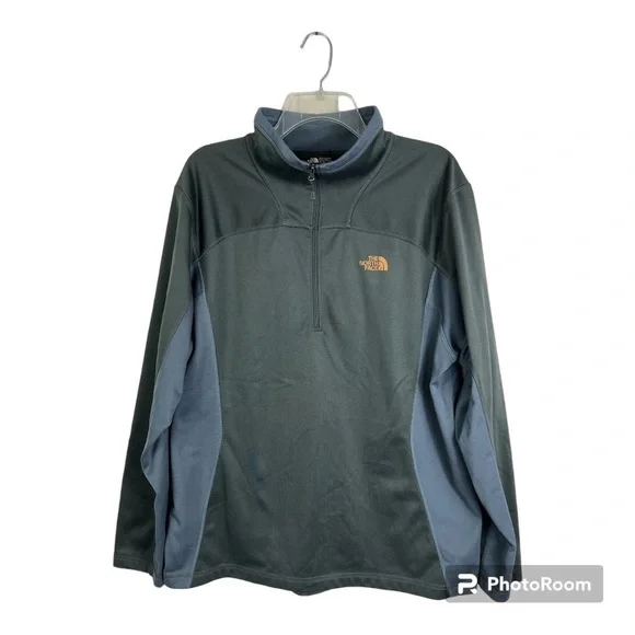 The North Face Shirt Men's Quarter Zip Pullover Long Sleeve Gray Sz XL