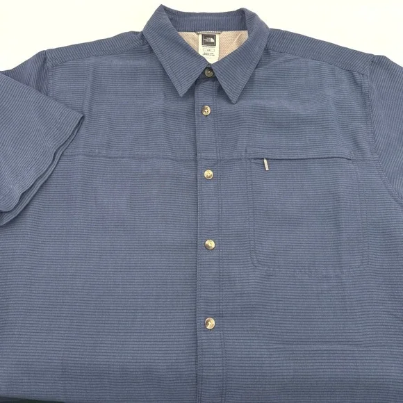 The‎ North Face Shirt Mens L Blue Striped Short Sleeve Button Up Modal Blend