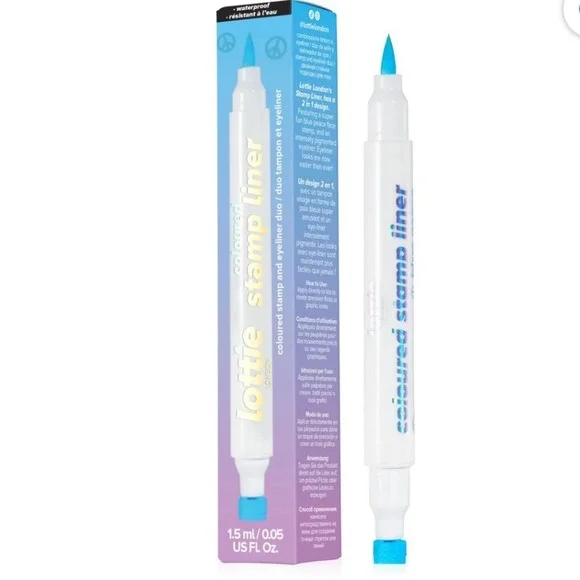 Lottie London Coloured Stamp Liner Duo Light Blue Peace Sign Eyeliner New