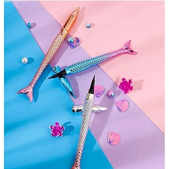 Mermaid Eyeliner Pen Waterproof Liquid Eyeliner Tip Brush Jet‎ Black Eyeliner