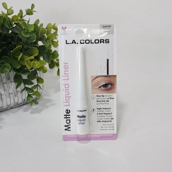 L.A. COLORS Liquid Eyeliner Matte White C62107 ~ Fine Tip Brush ~ New