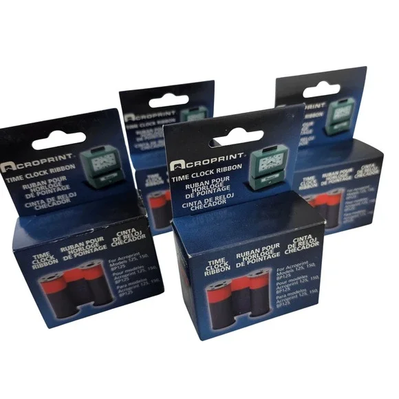 Acroprint Time Clock Ribbon Bundle 4 Pack Blue Red 20-0106-002‎