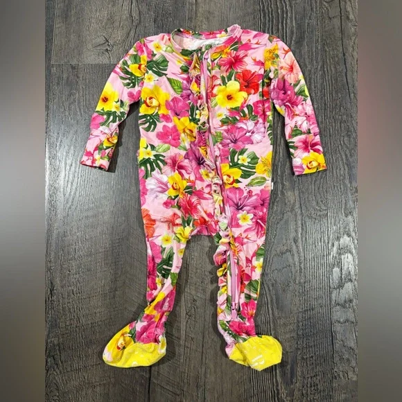 POSH PEANUT Malana Ruffled Footie One-Piece