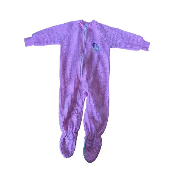 Vintage Carters pink ribbed‎ footie sleeper
