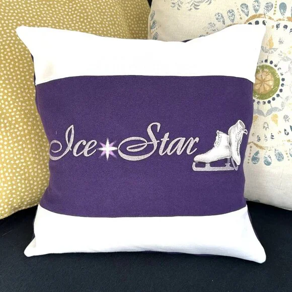 Ice Star Figure skating Handmade gift 16x16 Purple decorative throw pillow cover