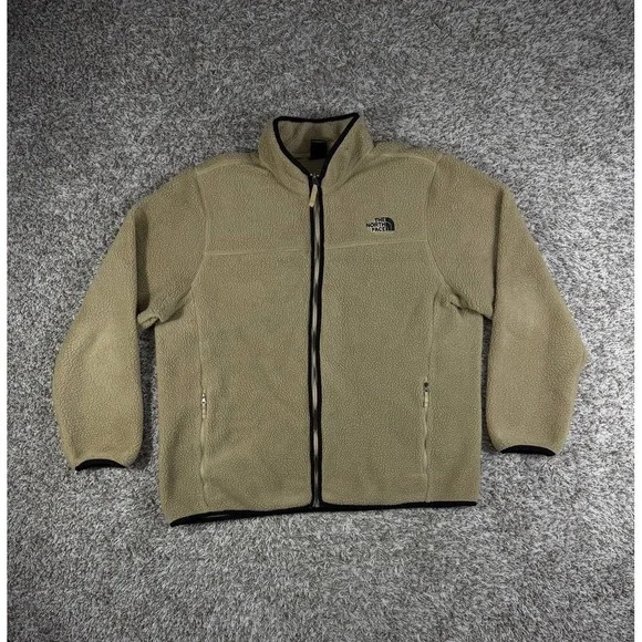 The North Face Peak Fleece Sherpa Full Zip Jacket Beige Men's Size 2XL