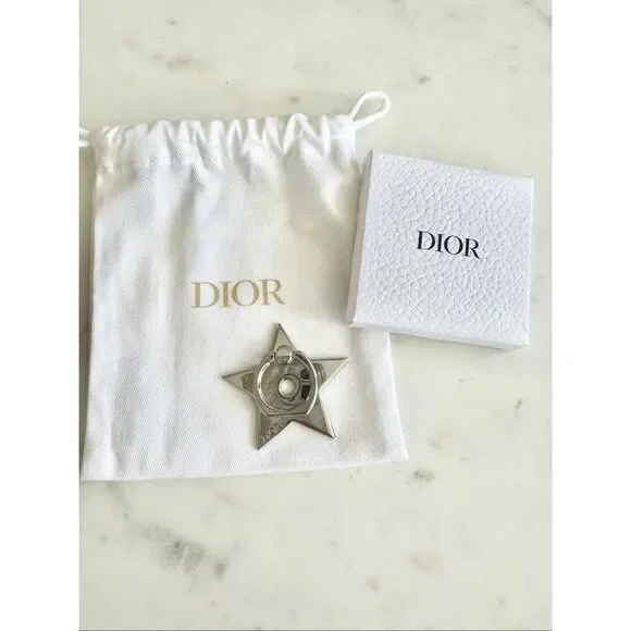 Dior polished silver color phone ring grip
