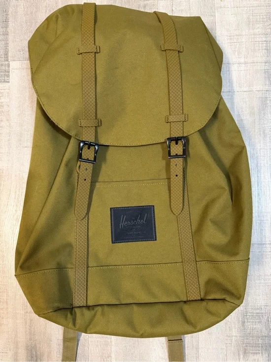 Herschel Little America Backpack Olive Green Red Stripe Laptop Bag Unisex