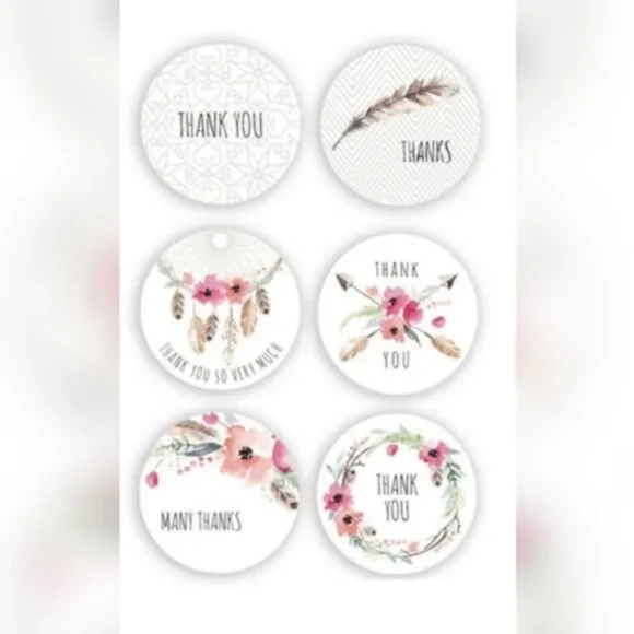 150 pieces floral 6 designs thank you stickers