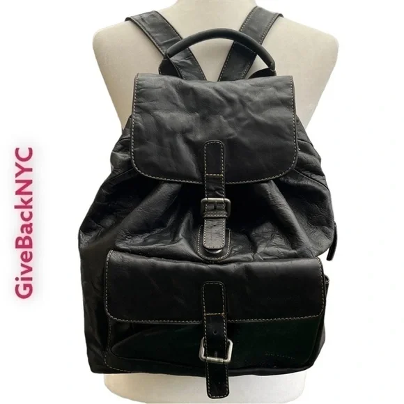 Jack Georges Voyager Leather Backpack Black