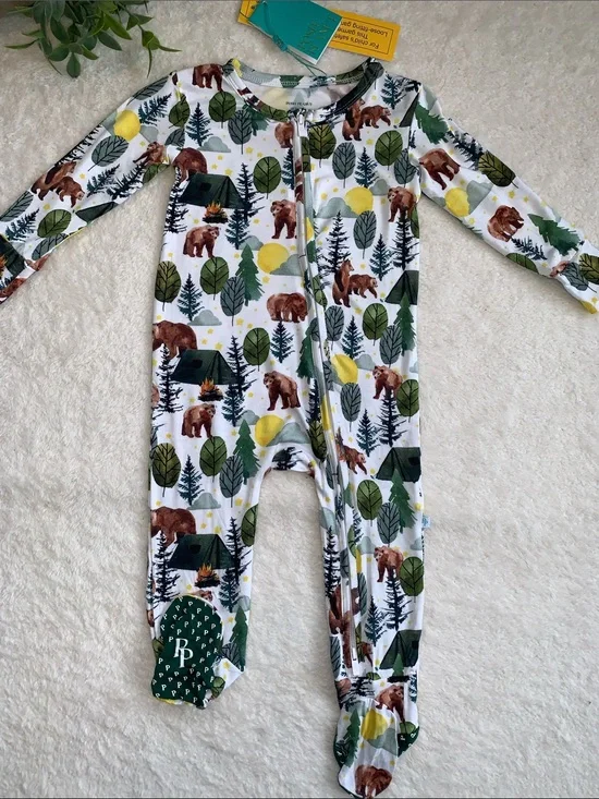 NWT Posh Peanut Archer Footie 18-24M Bears Forest