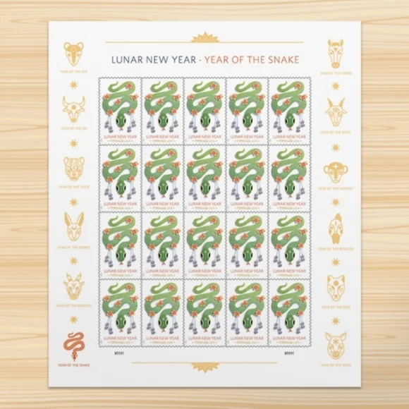 100 Lunar New Year of the Snake 2025 Forever Postage‎ Stamps US Postal USPS
