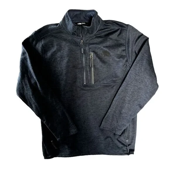 North Face 1/2 Zip Jacket Mens L Gray Fleece‎ Hiking Mid Layer