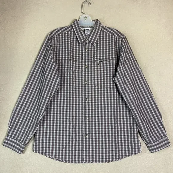 The‎ North Face Shirt Mens M Brown Plaid Long Sleeve Zip Pocket Button Up