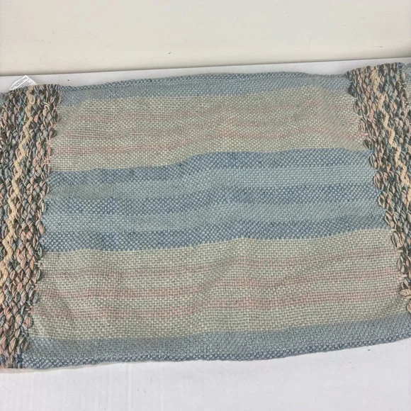 Pottery Barn Andora Eco-friendly fringe lumbar pillow cover-blue/tan