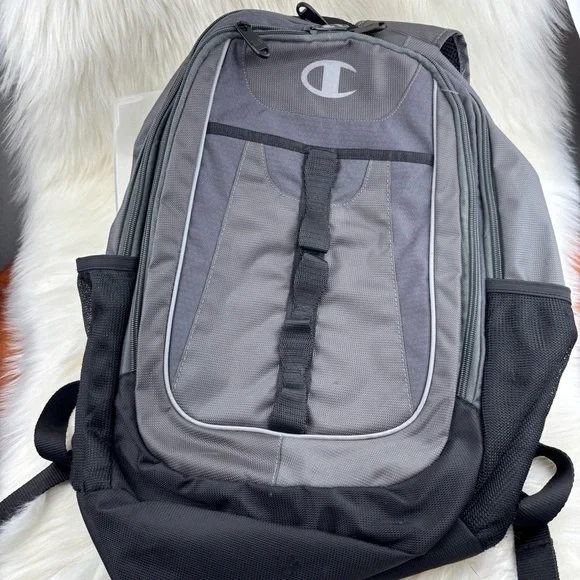 Champion Gray and Black Backpack with Reflective Trim