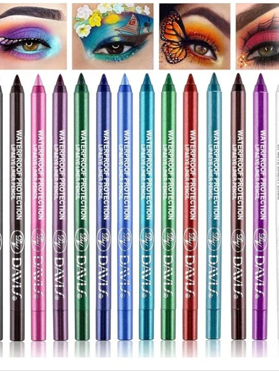 15-Pack Colorful Waterproof Eyeliner Pencil Set - Multi Color Rainbow🌈