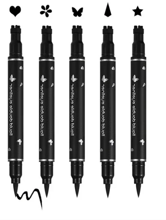 1pc Liquid Winged Eyeliner Stamp Pen Set Double Ended Waterproof Black Boutique