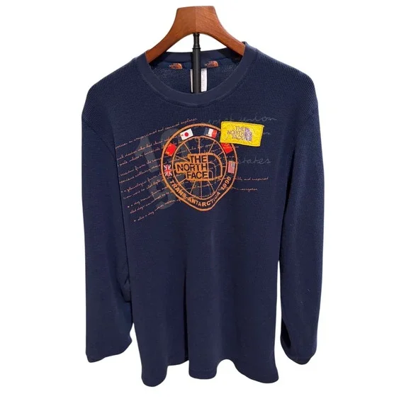 Rare The North Face Trans Antarctica 1990 Long Sleeve Thermal‎ Shirt Mens L Navy