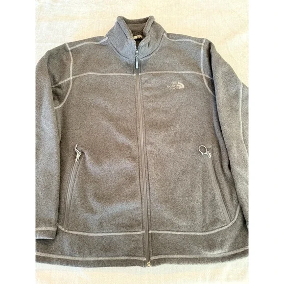 The North Face Mens XL Gray Full Zip Fleece Jacket Sweater Knit Outdoor
