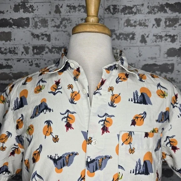 The North Face Shirt Mens Large Desert Rose Mountain Scene Art Button Up S/S
