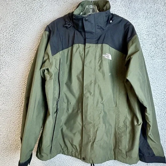 VINTAGE NORTH FACE MEN'S Hyvent Mountain JACKET Size Medium GREEN & BLACk