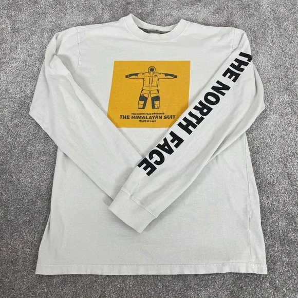 North Face T Shirt Mens Small Himalayan Suit Graphic Long Sleeve White