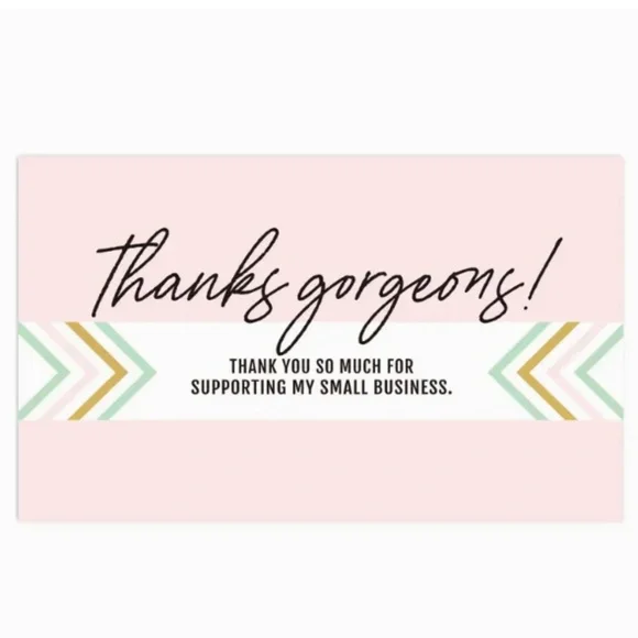 NEW 30 PCS THANKS GORGEOUS THANK YOU FOR SUPPORTING MY SMALL BUSINESS CARDS