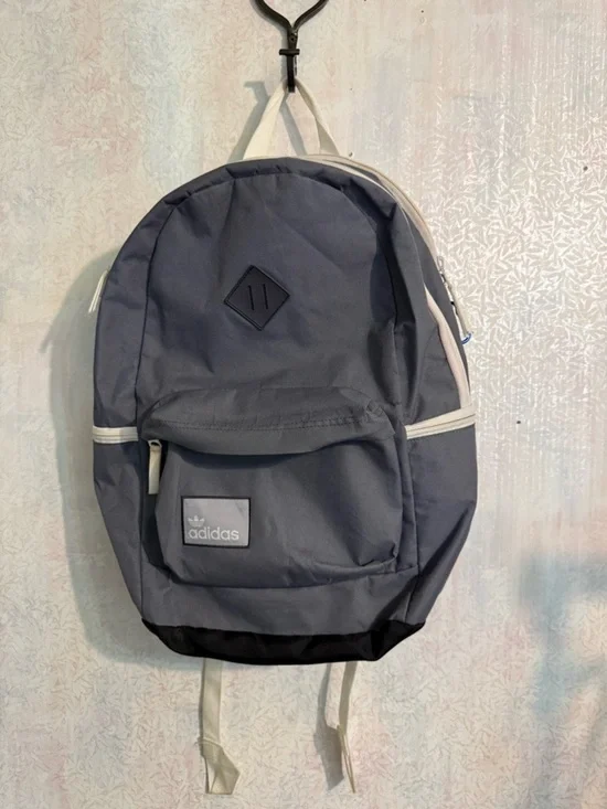 Adidas Gray and Black Everyday Backpack with Cream Accents, Lots Of Pockets