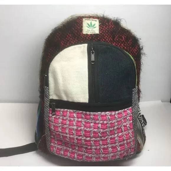 Himalayan 100% Pure Hemp‎ THC Free Multi Color Backpack Made in Nepal