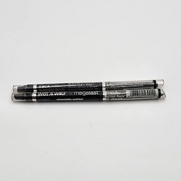 Wet N Wild Megalast Retractable Eyeliner Blackest Black 690A New Sealed Lot of 2