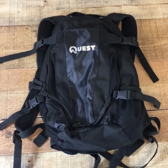 Quest Rio Black Backpack Unisex Organizer‎ Bag Purse Hiking