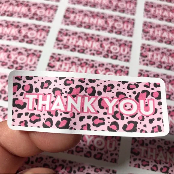 90ct cheetah animal print thank you stickers