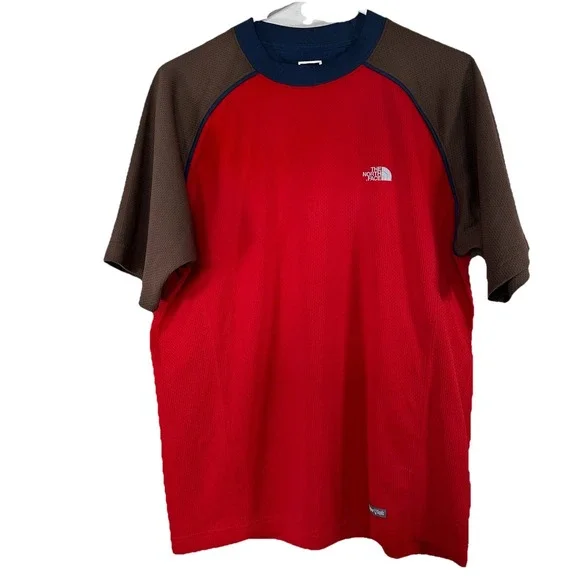 The North Face‎ Shirt Mens M Red Brown Vaporwick Short Sleeve