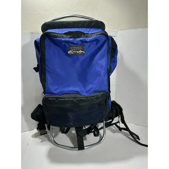 Vintage JANSPORT External Frame Hiking Backpack Hip Wings‎ Blue 90’s Made in USA