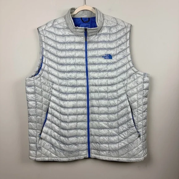 The‎ North Face ThermoBall Vest Mens XXL Gray Blue Full Zip Lightweight Puffer