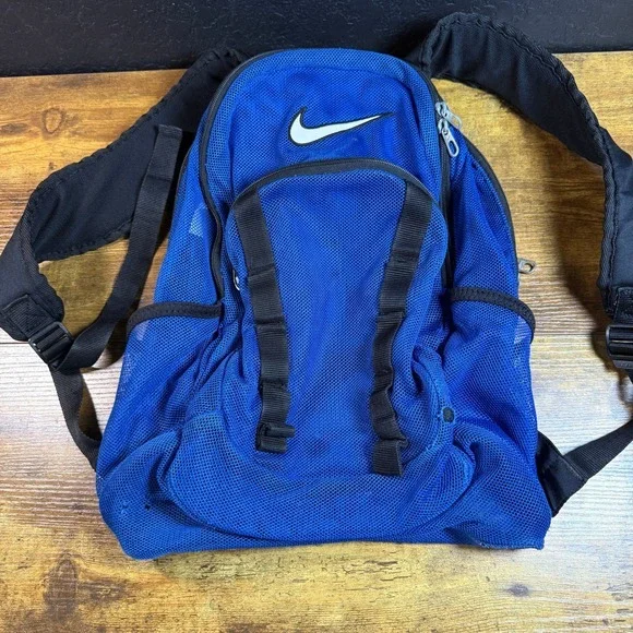Nike Vintage Y2K Blue Polyester Mesh Breathable Backpack‎ Unisex One Size