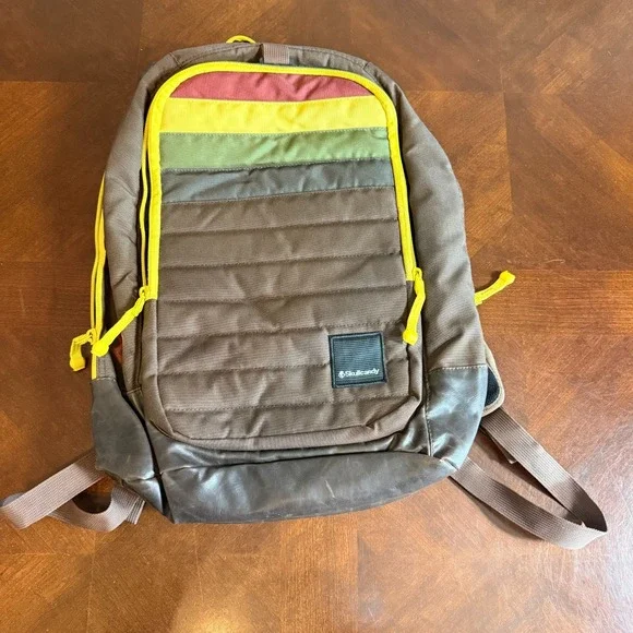 Skullcandy Backpack Brown‎ Rasta Colors Laptop Bag Retro Style Skull Logo grunge