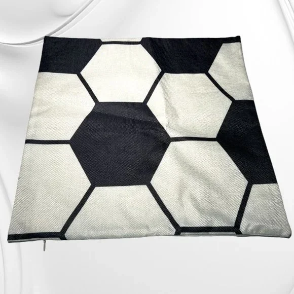 2/$12 💥🆕 Soccer Ball Sofa/Couch/Bed Black Accent Pillow Zip Cover | 1331
