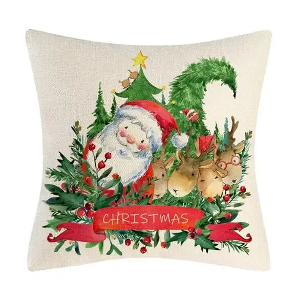 Santa‎ and Reindeer Christmas Pillowcase NWOT