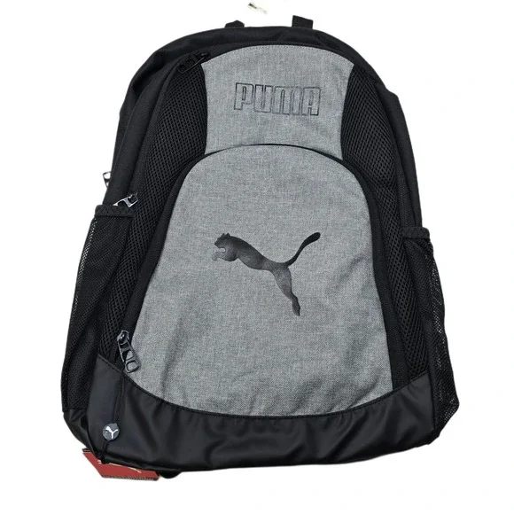 Puma Training‎ Backpack Black Grey Laptop Pocket Water Bottle Side Pockets NEW