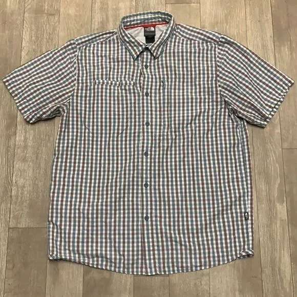 Mens The North Face Button Up‎ Plaid Shortsleeve Shirt