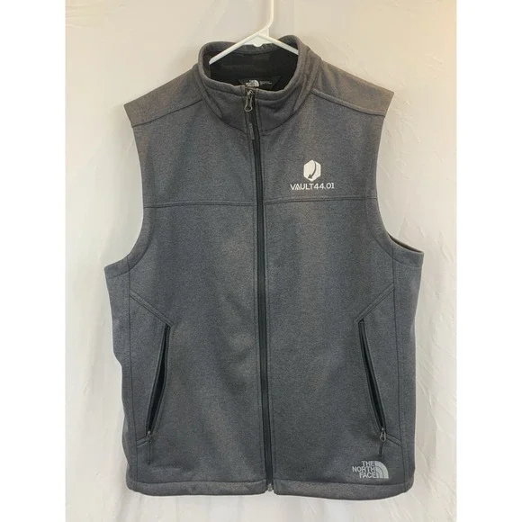 The‎ North Face Vest Men's Large Gray Full Zip Fleece Lined Soft Shell