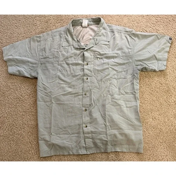 North Face Short Sleeve Vented Fishing Shirt Size X-Large Seafoam‎ Green/Gray