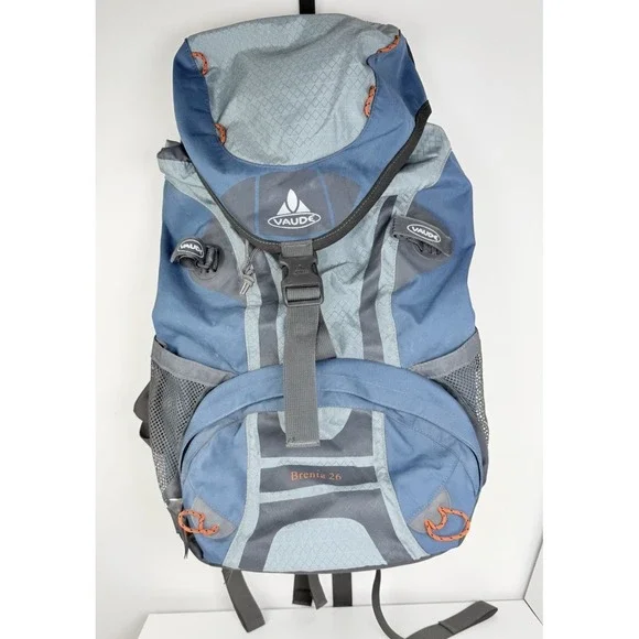 VAUDE Brenta 26 Hiking Backpack Blue Gray Ventilated Back Panel Rain Cover Sz M