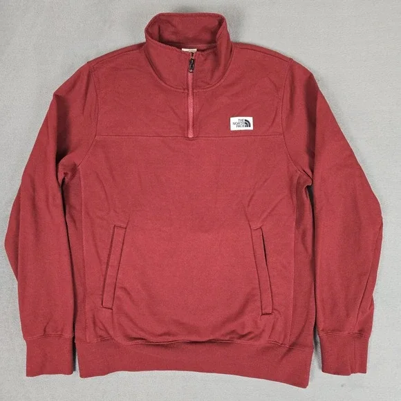 The North Face Heritage Patch 1/4 Zip Mens Large Pullover NF0A7UPF Burgundy