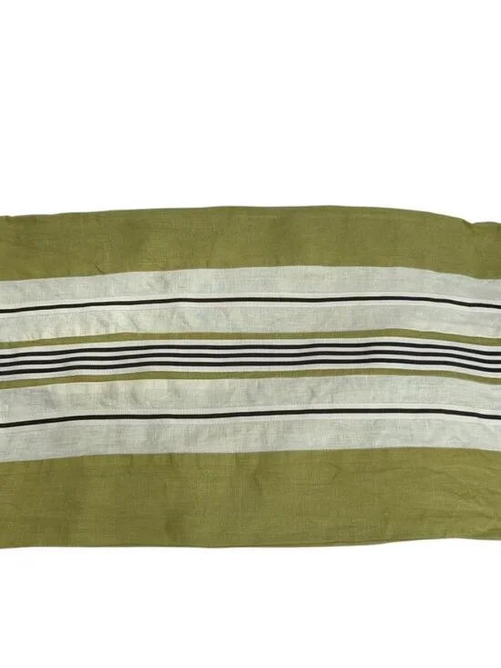 Green striped Linen rectangle decrative pillow cover