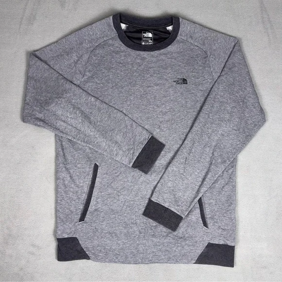 North Face FlashDry Crewneck Sweatshirt Heather Gray Raglan Pullover Mens M