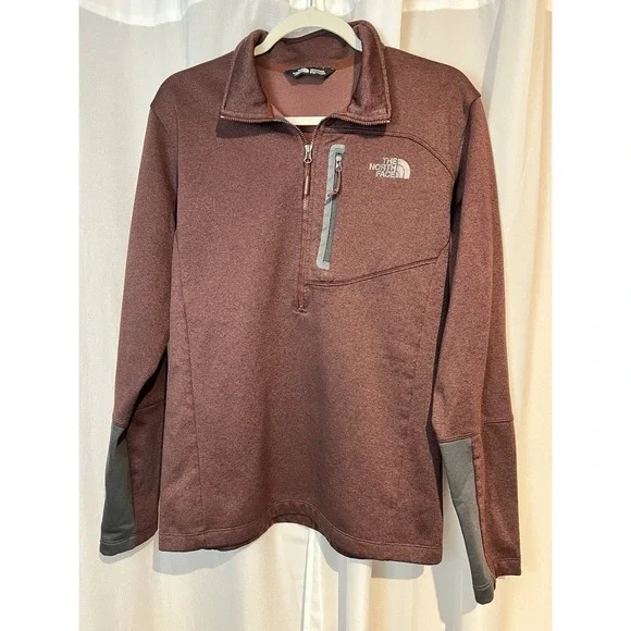 NORTH FACE Apex 1/2‎ Zip Burgandy Heather Pullover Soft Shell Jacket Mens Medium