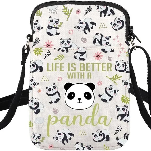 Adorable Panda Lovers Crossbody Purse with Adjustable Strap & Multiple Pockets